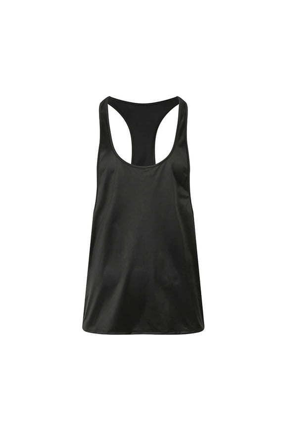 Men's Racerback Tank Top Moisture-Wicking Workout Gym Shirt Sleeveless Nylon Rayon Muscle Tee Base Undershirt (L, Black)