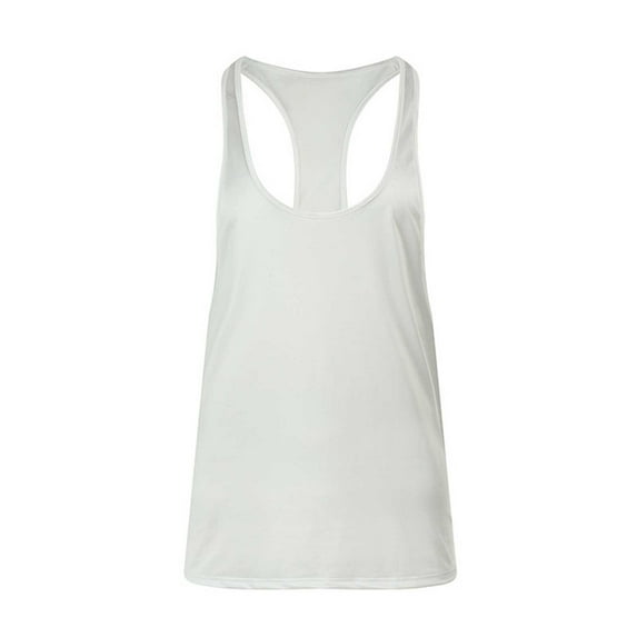 Men's Racerback Tank Top Moisture-Wicking Workout Gym Shirt Sleeveless Nylon Rayon Muscle Tee Base Undershirt (M, White)