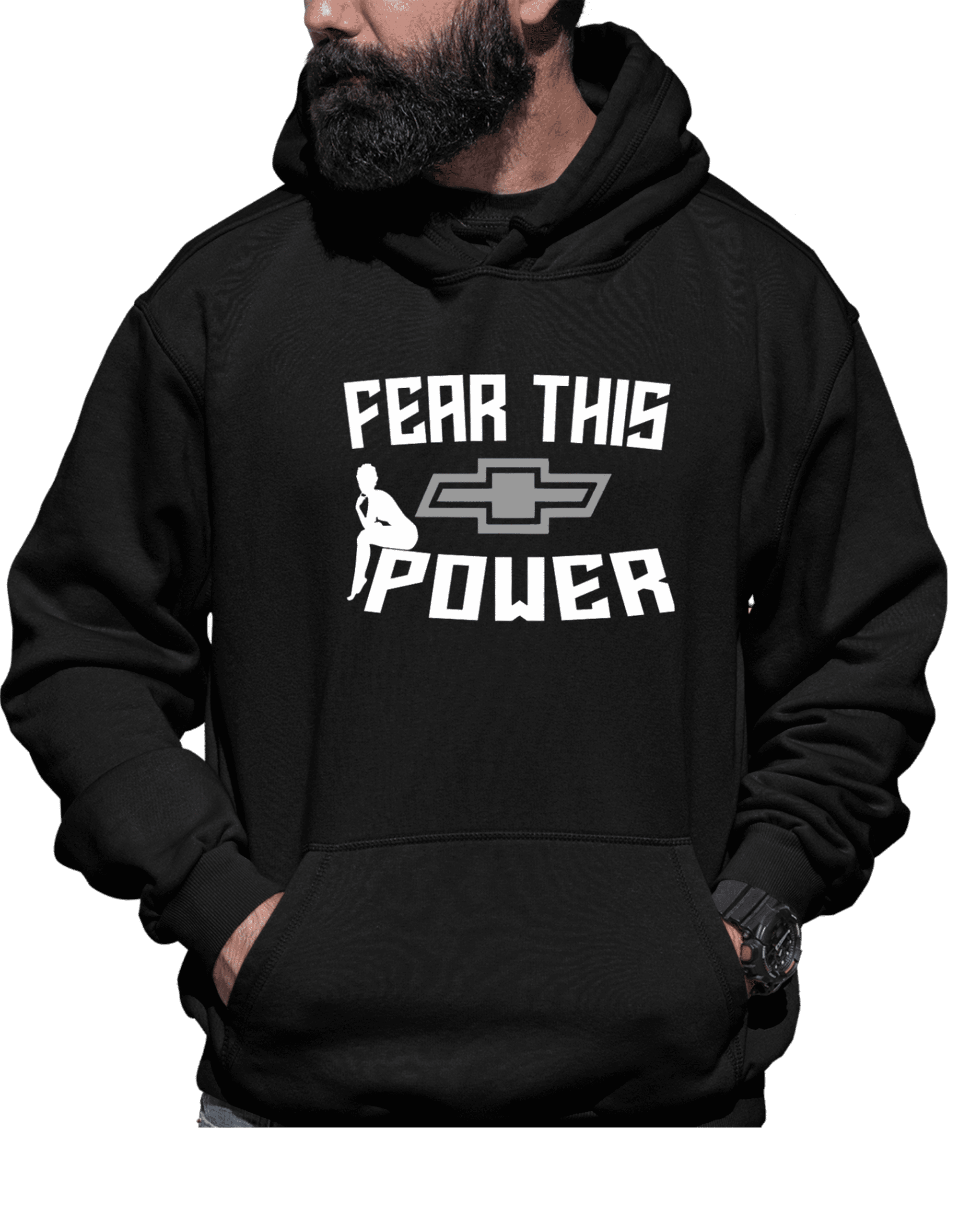 Men s Racing Chevy Hoodie Fear This Power Black Adult Pullover Walmart