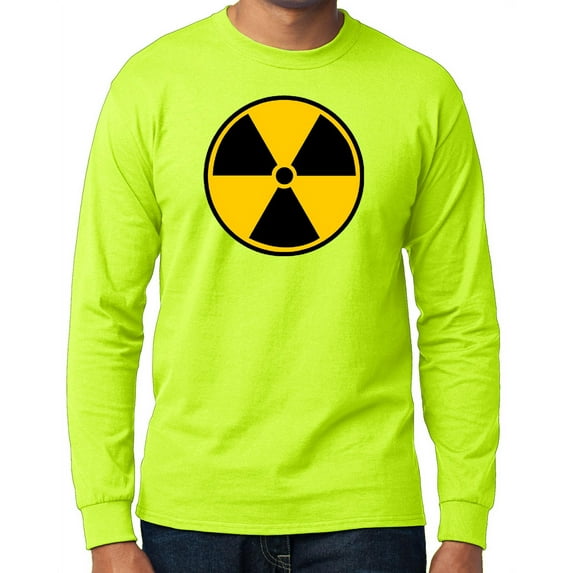Men's Radiation Radioactive Symbol High Visibility Long Sleeve T-shirt - Safety Green, Medium