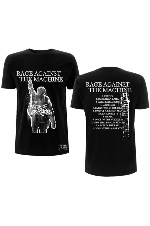 Men's Rage Against The Machine BOLA Album Cover (Back Print) Slim Fit T-shirt X-Large Black