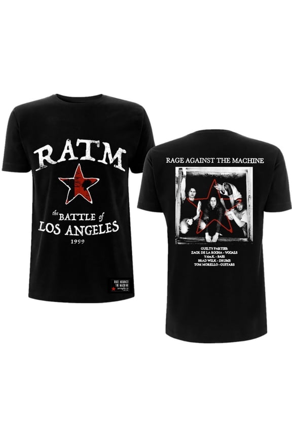 Men's Rage Against The Machine Battle Star (Back Print) Slim Fit T-shirt X-Large Black