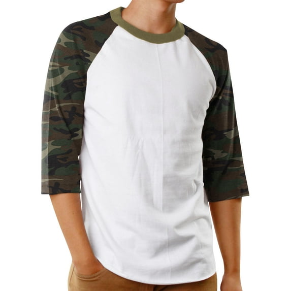 Men's Raglan 3/4 Sleeves Baseball T-Shirt Casual Cotton Jersey S-3XL
