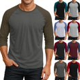 thumbnail image 1 of Men's Raglan Baseball Shirts 3/4 Sleeve Tops Regular Fit Casual Basic T-Shirts Green 2XL, 1 of 8