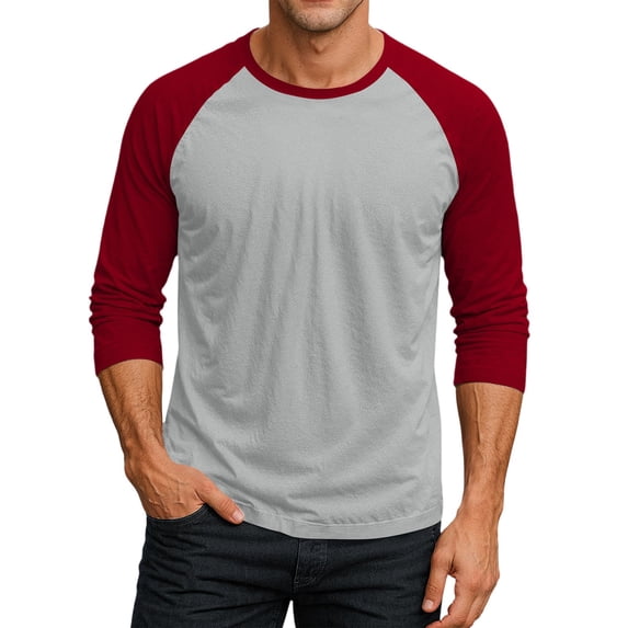 Men's Raglan Baseball T-Shirt 3/4 Sleeve Soft Color Block Tees Causal Lightweight Athletic Shirts, XL