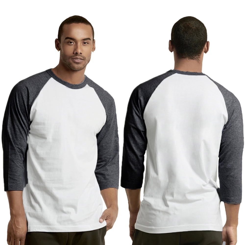 Mens Long Sleeve Raglan T-Shirt Baseball Team Teen Tee Fashion Crew Neck  S-2X