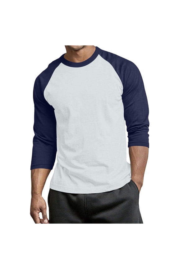 Men's Raglan Baseball Tee Shirt - Cotton Two Tone Casual Athletic Top