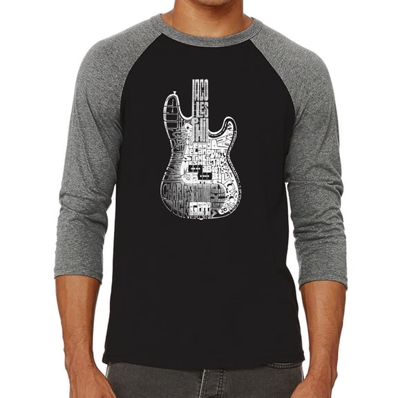 Men's Raglan Baseball Word Art T-shirt - Bass Guitar
