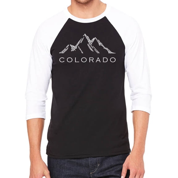 Men's Raglan Baseball Word Art T-shirt - Colorado Ski Towns