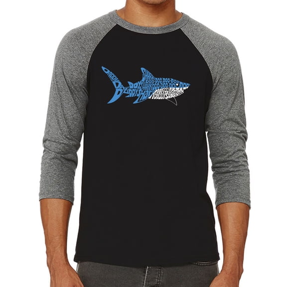 Men's Raglan Baseball Word Art T-shirt - Daddy Shark
