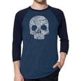 thumbnail image 1 of Men's Raglan Baseball Word Art T-shirt - Flower Skull, 1 of 2