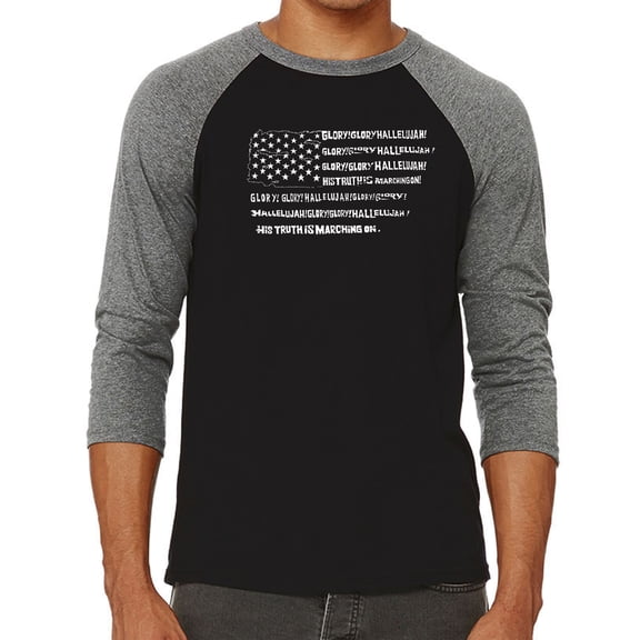 Men's Raglan Baseball Word Art T-shirt - Glory Hallelujah Flag