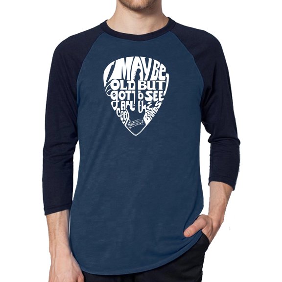 Men's Raglan Baseball Word Art T-shirt - Guitar Pick