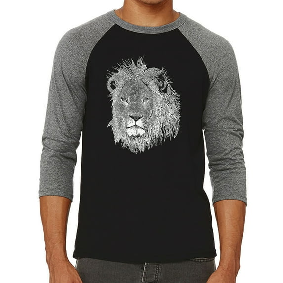 Men's Raglan Baseball Word Art T-shirt - Lion