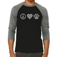 thumbnail image 1 of Men's Raglan Baseball Word Art T-shirt - Peace Love Cats, 1 of 2