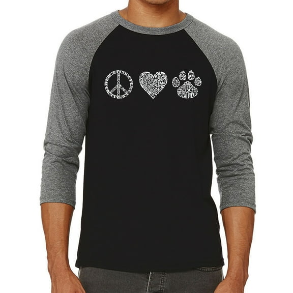 Men's Raglan Baseball Word Art T-shirt - Peace Love Cats