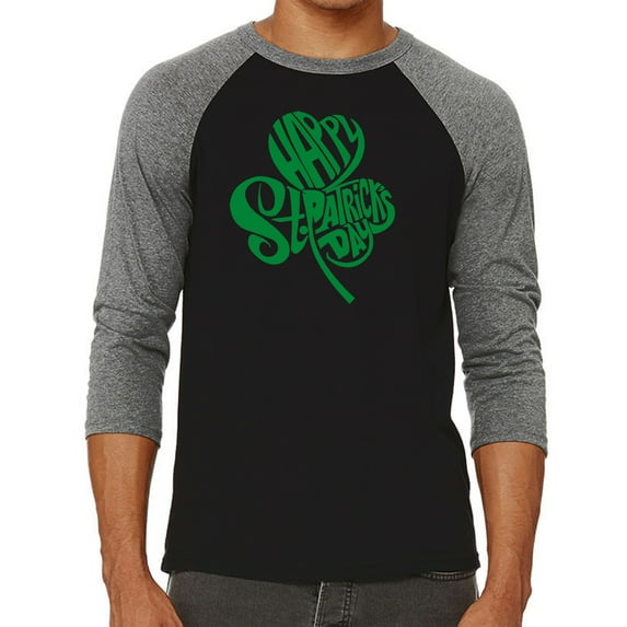 Men's Raglan Baseball Word Art T-shirt - St. Patrick's Day Shamrock