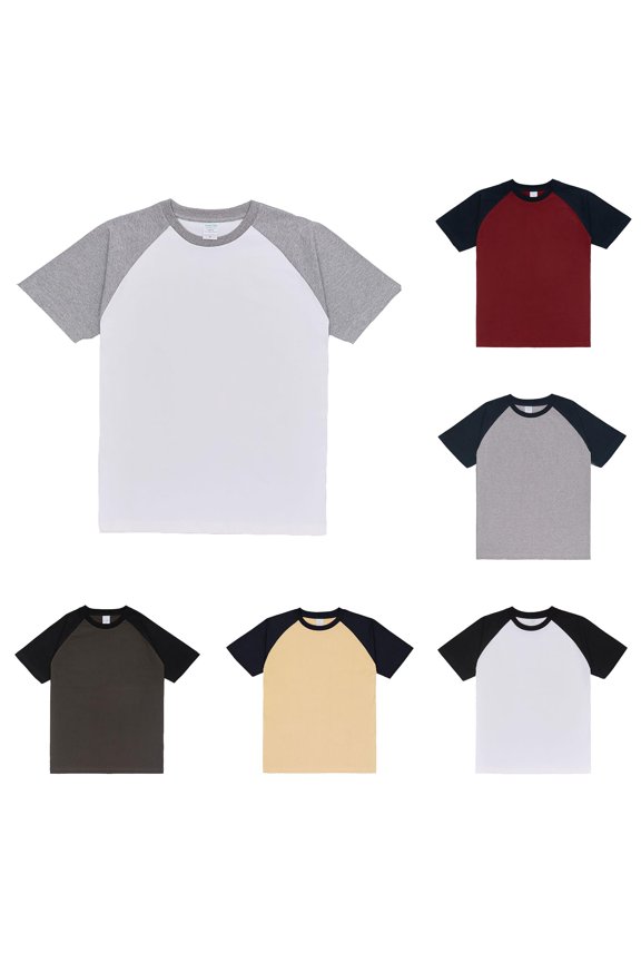 Men’s Raglan Contrast T Shirt 230g Solid Color Heavy Shoulder T Shirt Pure Matching Color Loose Short Sleeve Blank Tee Shirts Large T Shirts for Men T Shirts Unisex Soft T Shirts Cow Print