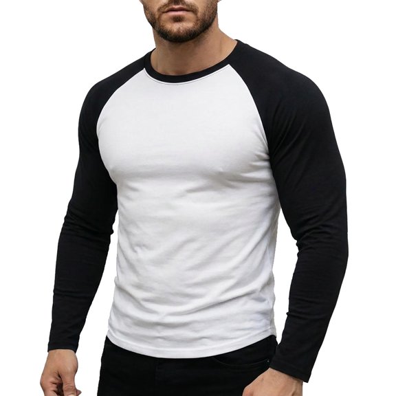 Men's Raglan Long Sleeve T-Shirts Color Block Baseball Tee Casual Crewneck Athletic Tops Soft Pullover Layering Top