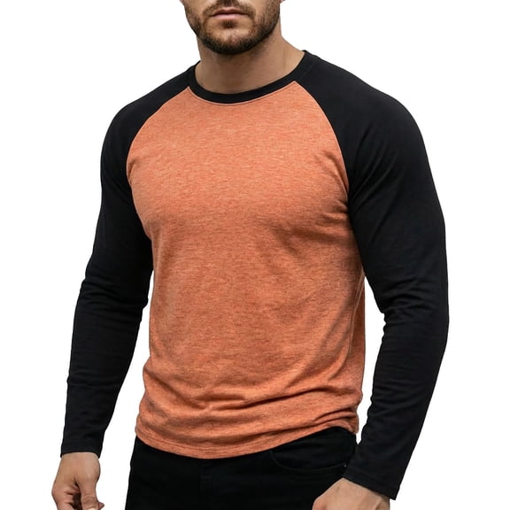 Men's Raglan Long Sleeve T-Shirts Color Block Baseball Tee Casual Crewneck Athletic Tops Soft Pullover Layering Top