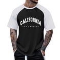 thumbnail image 1 of Men's Raglan Sleeve Color Block T-Shirt Milk Silk Polyester Casual Shirt, 1 of 3