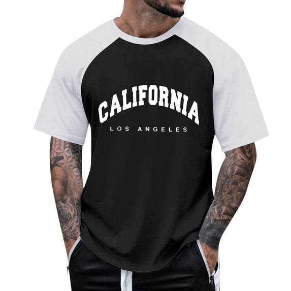 Men's Raglan Sleeve Color Block T-Shirt Milk Silk Polyester Casual Shirt