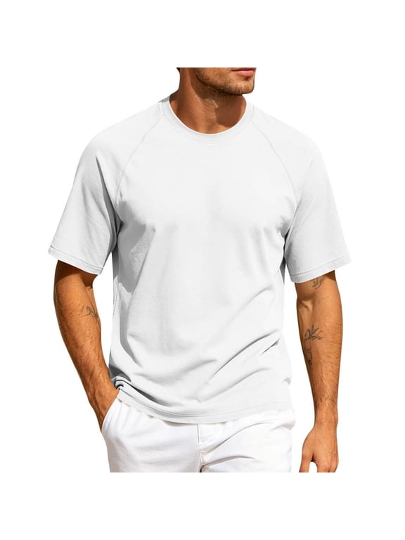 Men's Raglan Sleeve Crew Neck Short Sleeve T-Shirt Loose Fit Lightweight Basic Casual Tee for Daily Workout Sports Outdoor Activities Size S