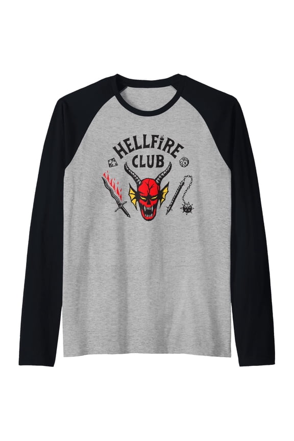 Men's Raglan Sleeve Demogorgon T-Shirt Crew Neck Long Sleeve Tees Comfortable Lightweight Soft Fabric Casual Daily Wear Workout