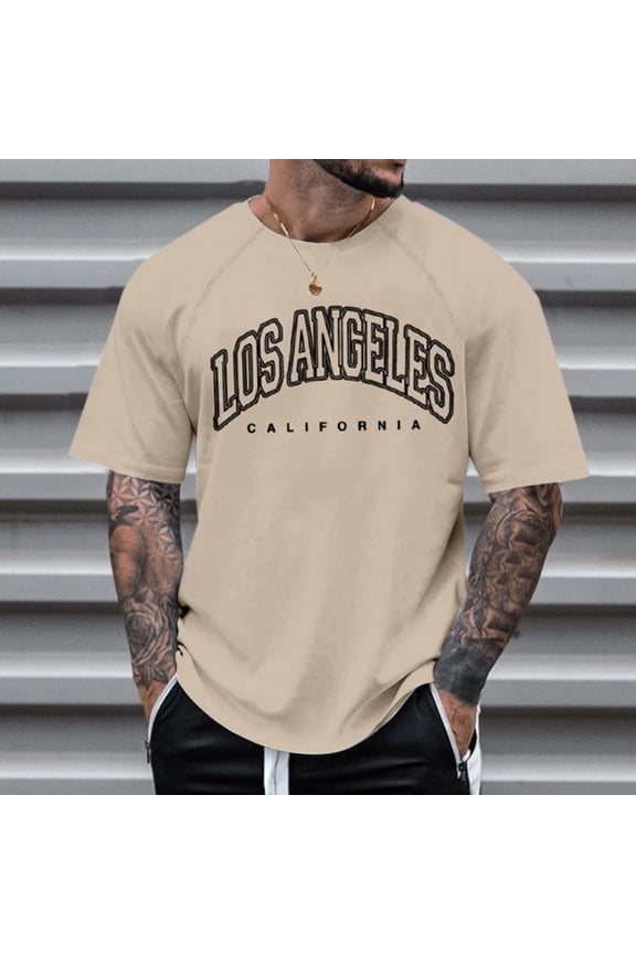 Men's Raglan Sleeve Letter Print Short Sleeve Round Neck T Shirt Floral Fashion Trend Bottoming Shirt Man Shirts for Men Heavy T Shirts for Men Small T Shirts for Men Compression Shirt Men