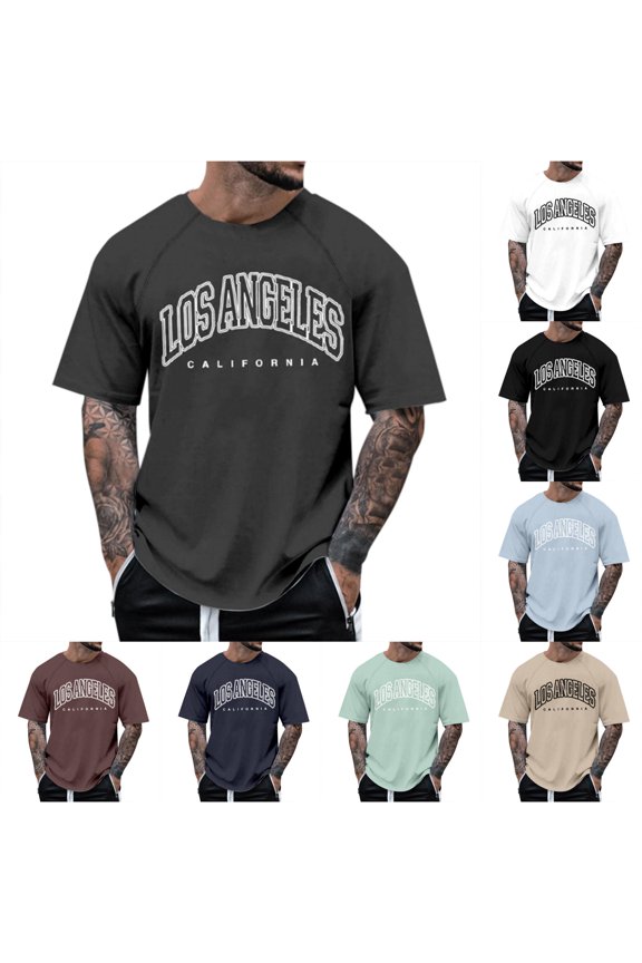 Men's Raglan Sleeve Letter Print Short Sleeve Round Neck T Shirt Floral Fashion Trend Bottoming Shirt Men T Shirt V Neck Men Mens Thin T Shirts Man Shirts Large Mens T Shirts Mens Big
