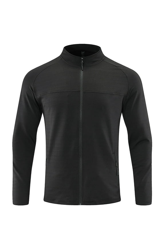 Men's Raglan Sleeve Stand Collar Jacket - Athletic Stretch Fabric, Polyester Spandex, M-XXXL, Outdoor/Fitness