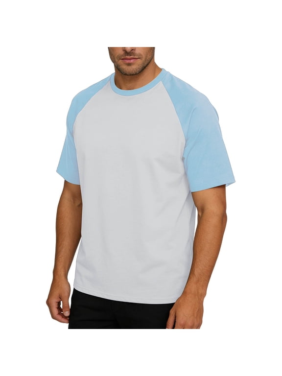 Men's Raglan Sleeve T-Shirt Casual Short Sleeve Crew Neck Classic Baseball Tee