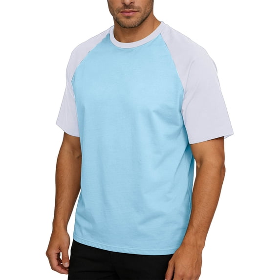 Men's Raglan Sleeve T-Shirt Casual Short Sleeve Crew Neck Classic Baseball Tee