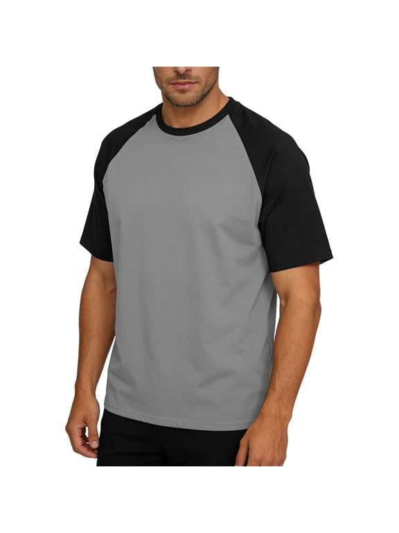 Men's Raglan Sleeve T-Shirt Casual Short Sleeve Crew Neck Classic Baseball Tee