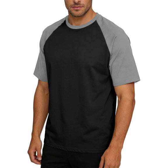Men's Raglan Sleeve T-Shirt Casual Short Sleeve Crew Neck Classic Baseball Tee