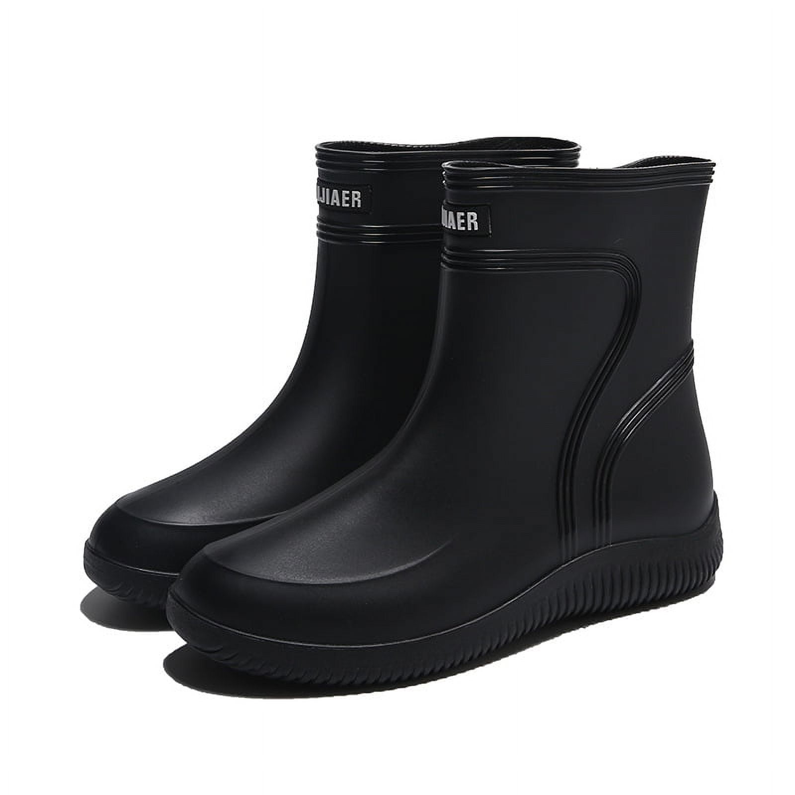 Men's Rain Boots, Comfy Non Slip Solid Waterproof Durable Shoes For Men ...