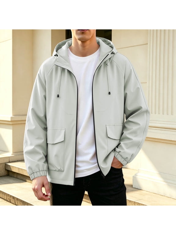 Men's Rain Jacket Lightweight Windproof Rain Hooded jackets for Running Hiking Cycling Travel Coat