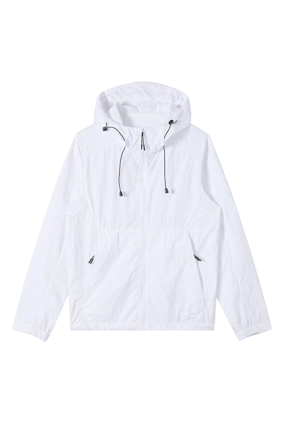 Men's Rain Jacket Waterproof Lightweight Packable Rain Shell Raincoat with Hood and Zipper Pocket for Golf Hiking Travel Size 4XL White