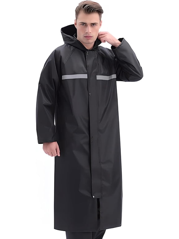 Men's Rain Jacket with Hood Waterproof Lightweight Active Long Raincoat