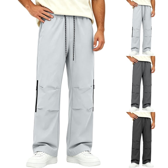 Men's Rain Pants Straight Leg Waterproof Lightweight Rain Over Pants with Zipper Pockets for Hiking, Fishing, Golf, Work, Daily Wear