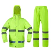 Men's Rain Suit High Visibility Reflective Work Rain Jacket Pants for All Sport Farm Fishing Motorcycle with Eye-Catching Reflective Strip, Durable Rain Gear M-3XL