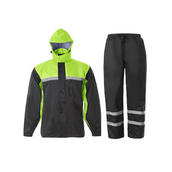 Men's Rain Suit High Visibility Reflective Work Rain Jacket Pants for All Sport Farm Fishing Motorcycle