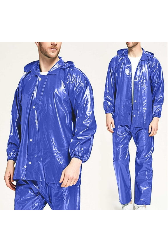 Men's Rain Suit Waterproof Rain Jacket Hooded and Pants Rainwear Lightweight Work Rain Gear