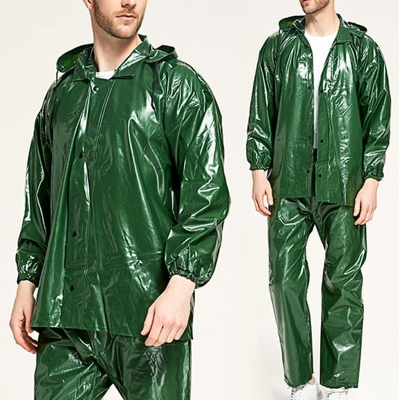 Men's Rain Suit Waterproof Rain Jacket Hooded and Pants Rainwear Lightweight Work Rain Gear