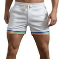 thumbnail image 1 of Men's Rainbow Drawstring Shorts - Lightweight Polyester, Pocket Design, Loose Fit for Beach/Sport, All-Season Wear, 1 of 7