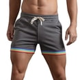 thumbnail image 1 of Men's Rainbow Drawstring Shorts - Lightweight Polyester, Pocket Design, Loose Fit for Beach/Sport, All-Season Wear, 1 of 7