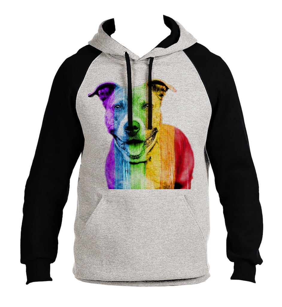 Men's Rainbow Pitbull B821 PLY Gray/Black Raglan Hoodie Medium