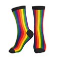 thumbnail image 1 of Men's Rainbow Stripe Print Novelty Athletic Socks Women's Digital Printing Funky Patterned Crew Socks, 1 of 7