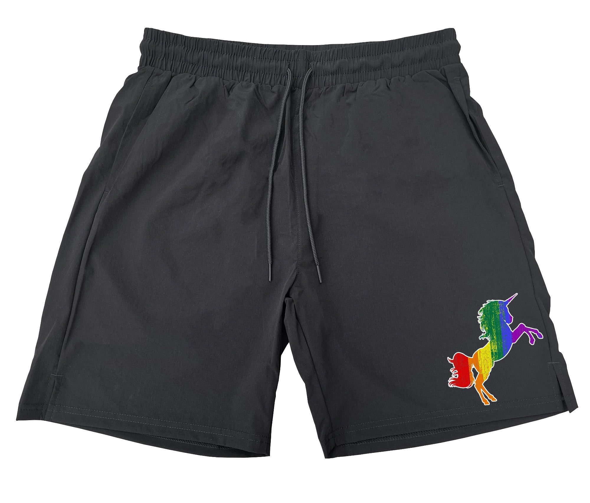 Men s Rainbow Unicorn F89 Black Athletic Nylon Running Workout