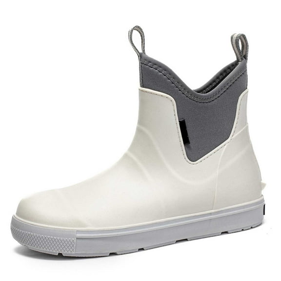 Men's Rainy Season Shuoxi Waterproof Shoes Outdoor Waterproof Shoes Wear Resistant Multi Color Water Wading Rain Boots White 39